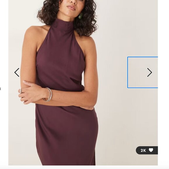 BNWT merlot burgundy ASOS DESIGN chiffon high neck midi dress in grape - Picture 4 of 4